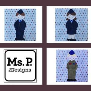 A collage of four different pictures with the words ms. P designs on it