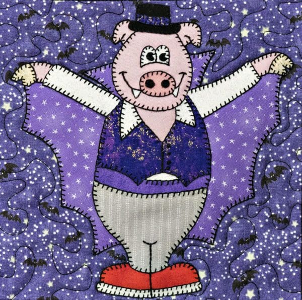 A pig with wings and a top hat.