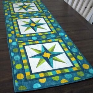 A table runner with a star design on it.