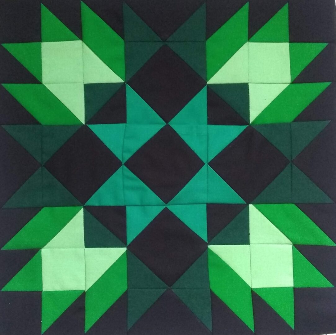 A Delectable Mountains with green and black squares on it.