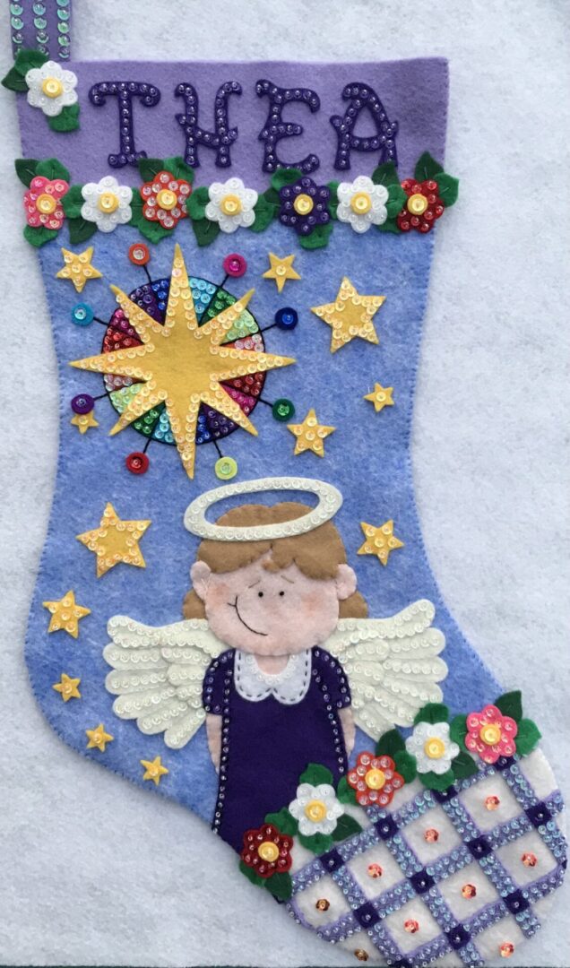 An Angel with Flowers stocking.