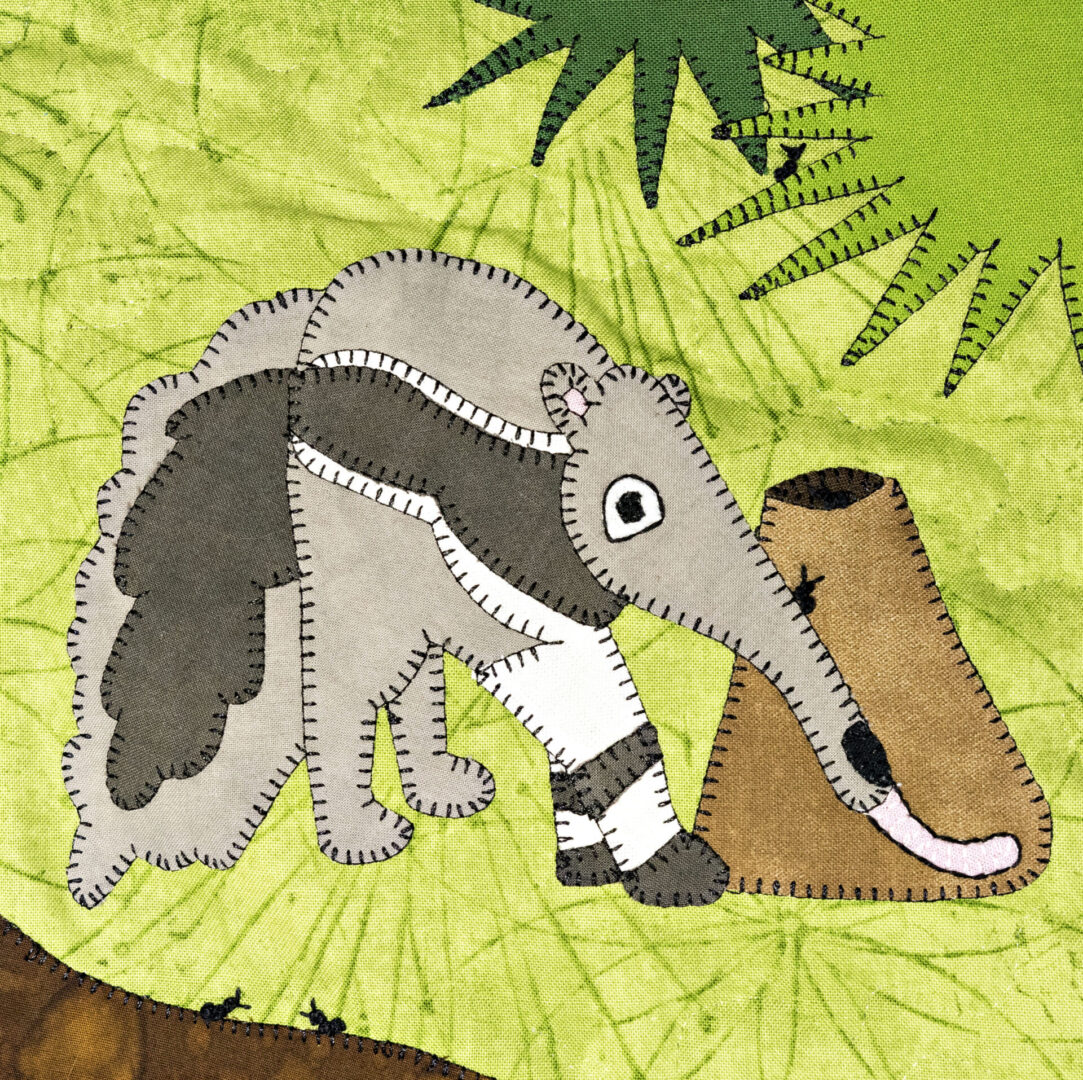 An armadillo and Anteater in the jungle.