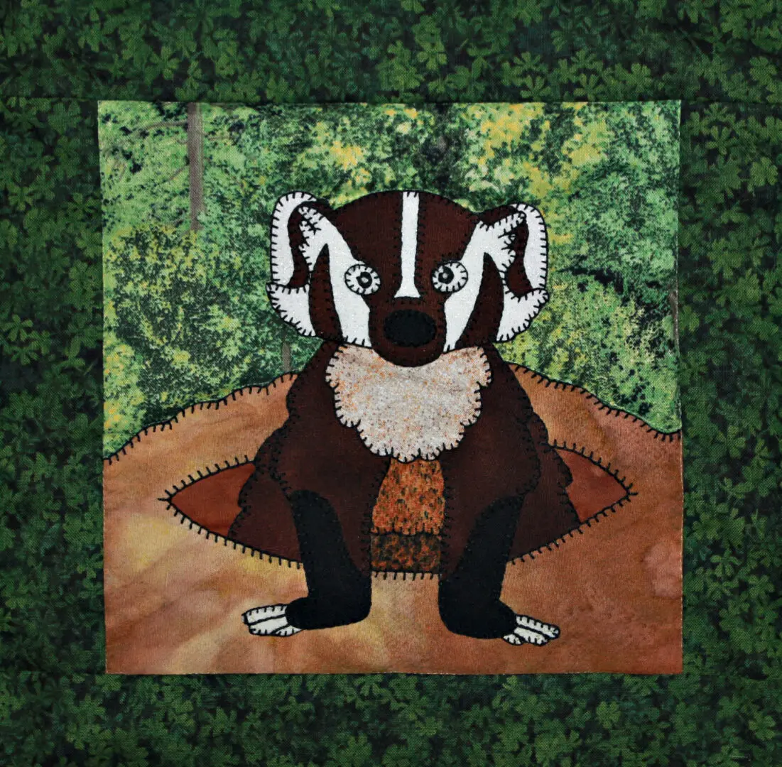 A Badger with a badger sitting in a hole.