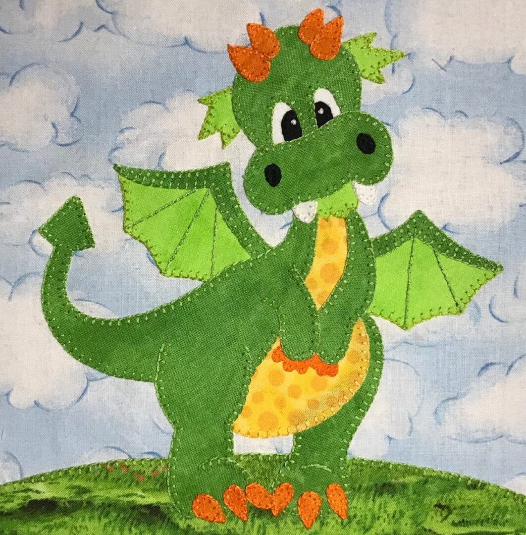 A Fairy Tale - Dragon is sitting on top of a hill.