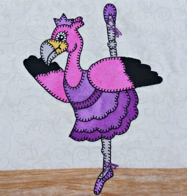 A Dance - Flamingo in a purple dress.