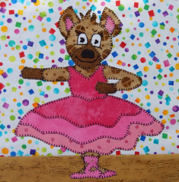 A Dance - Hyena in a pink ballerina dress.