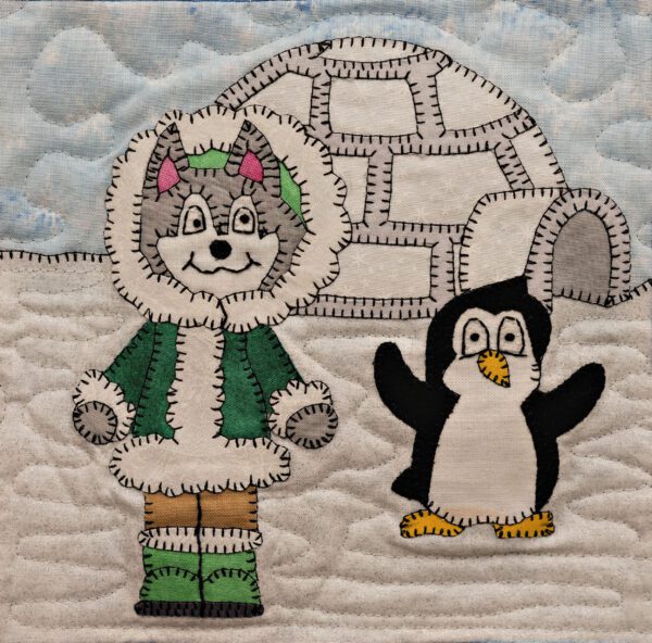 A Husky - Igloo with a polar bear and a penguin.