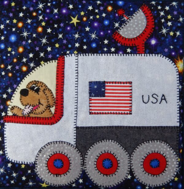 A quilt with Space Race - Mars Rover.