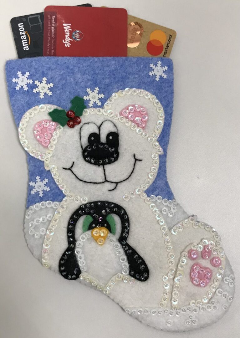 A Polar Bear and Penguin Gift Card Holder.