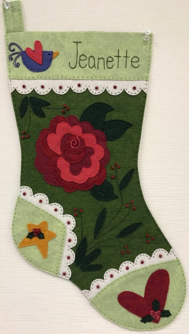 An Angel with Flowers Christmas Stocking.