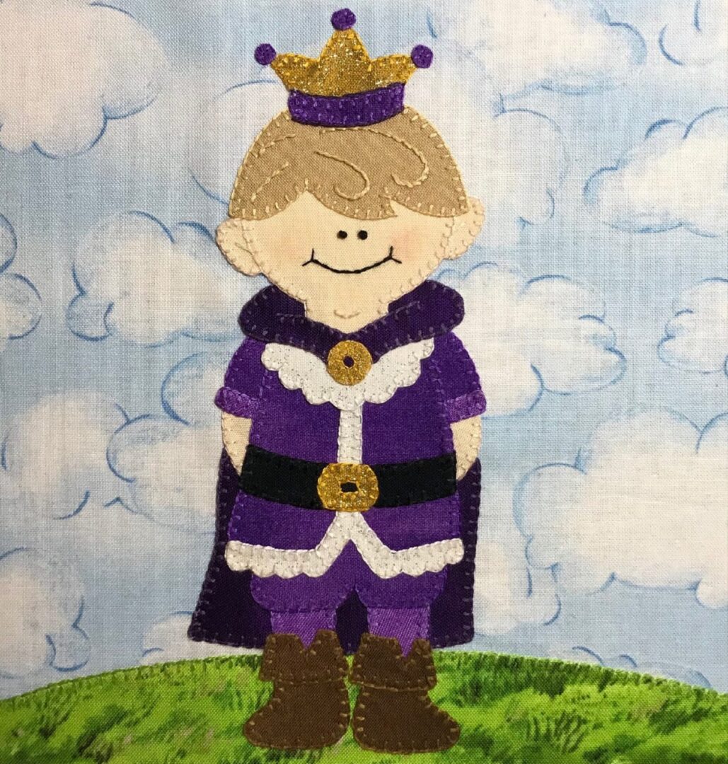 A picture of a Fairy Tale - Prince in purple with a crown on his head.