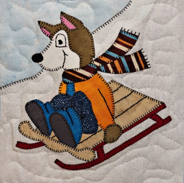 A Husky on a sled.