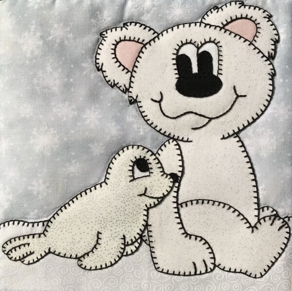 Polar Pals - Sea Lion appliqued on a square.