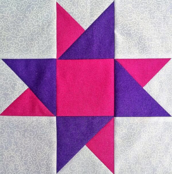 A Spinning Star with purple and pink squares.