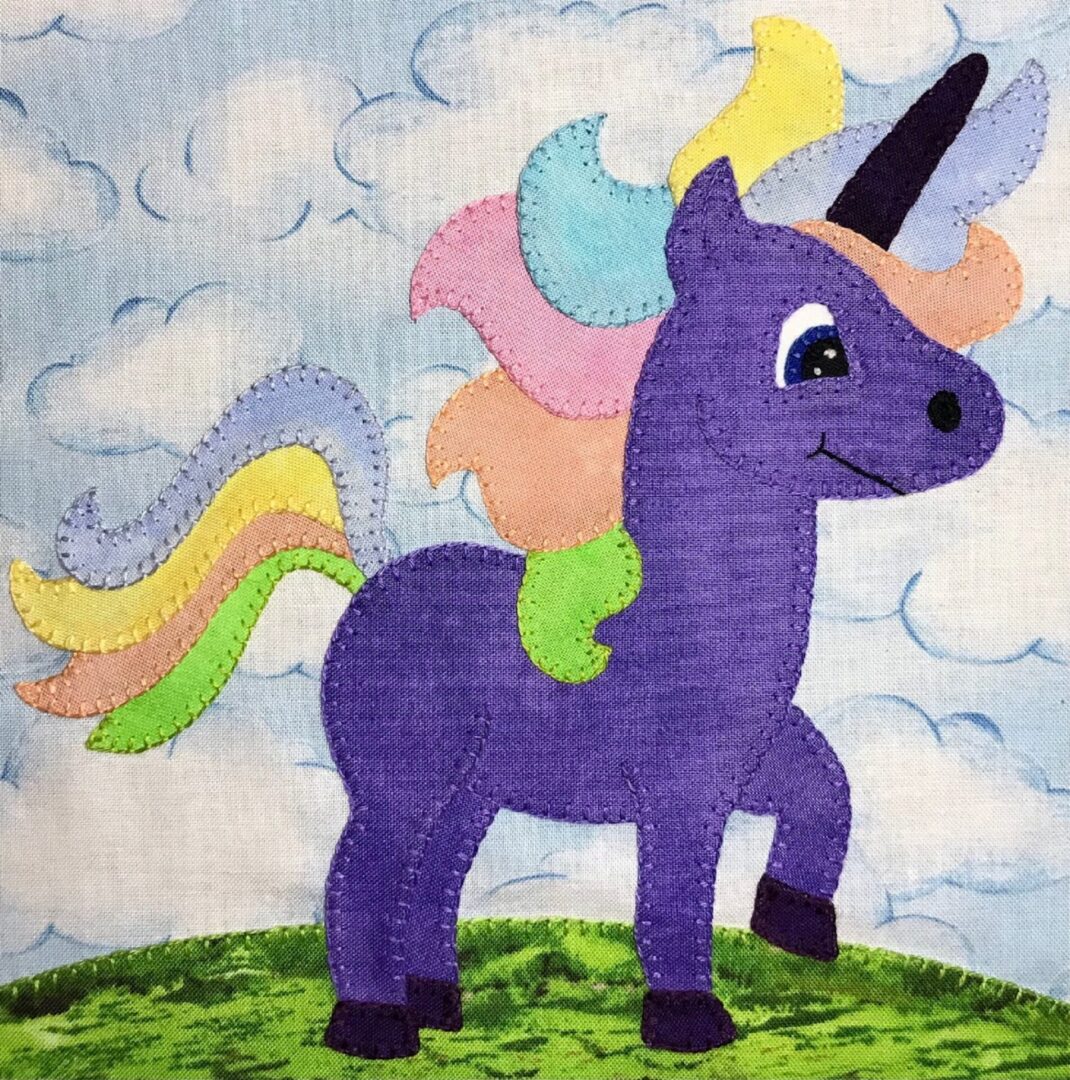 A Fairy Tale - Unicorn is standing on a grassy field.