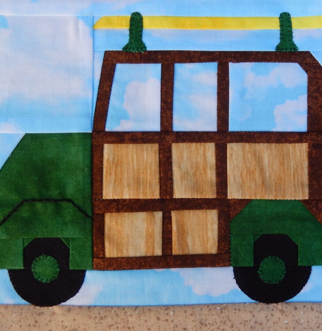 A piece of fabric with a Woodie Car on it.